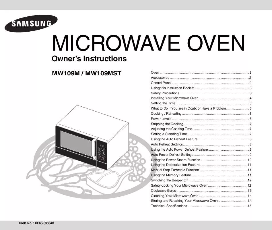 Mode d'emploi SAMSUNG MW109M-B