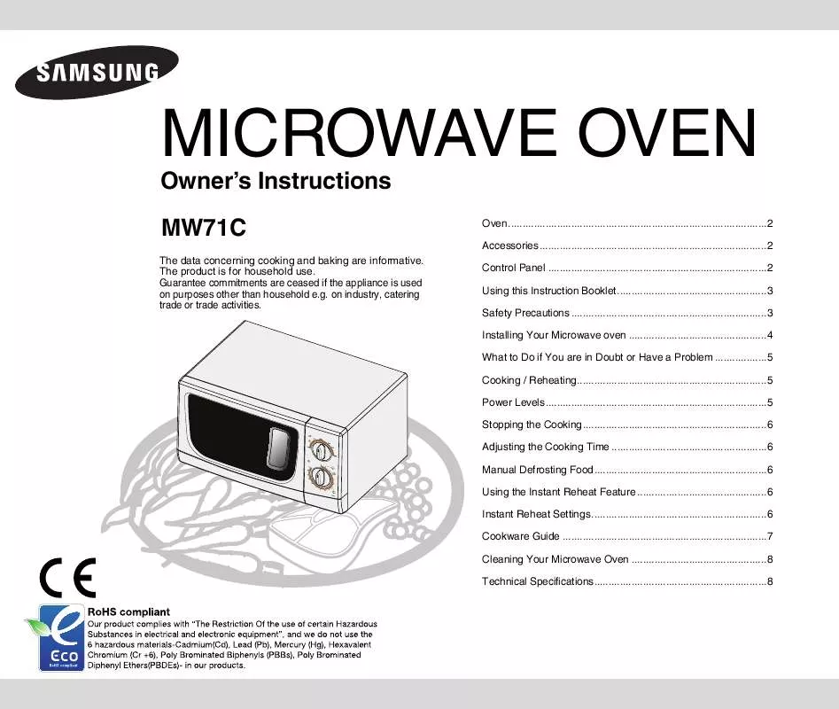 Mode d'emploi SAMSUNG MW71C