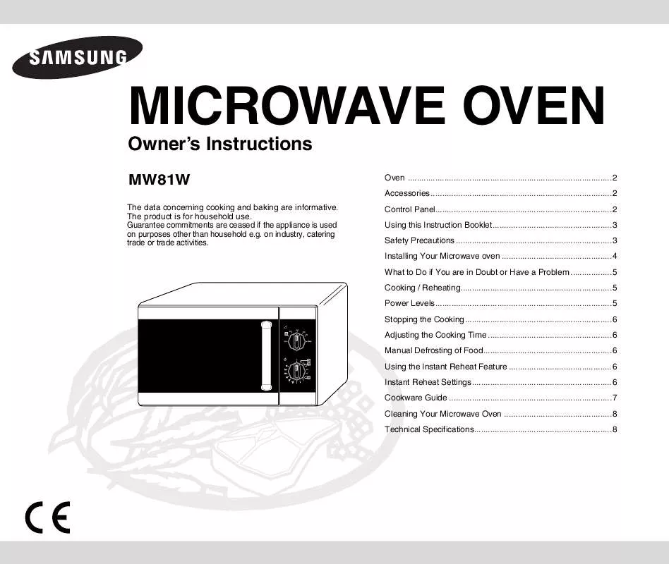 Mode d'emploi SAMSUNG MW81W-S/XEH