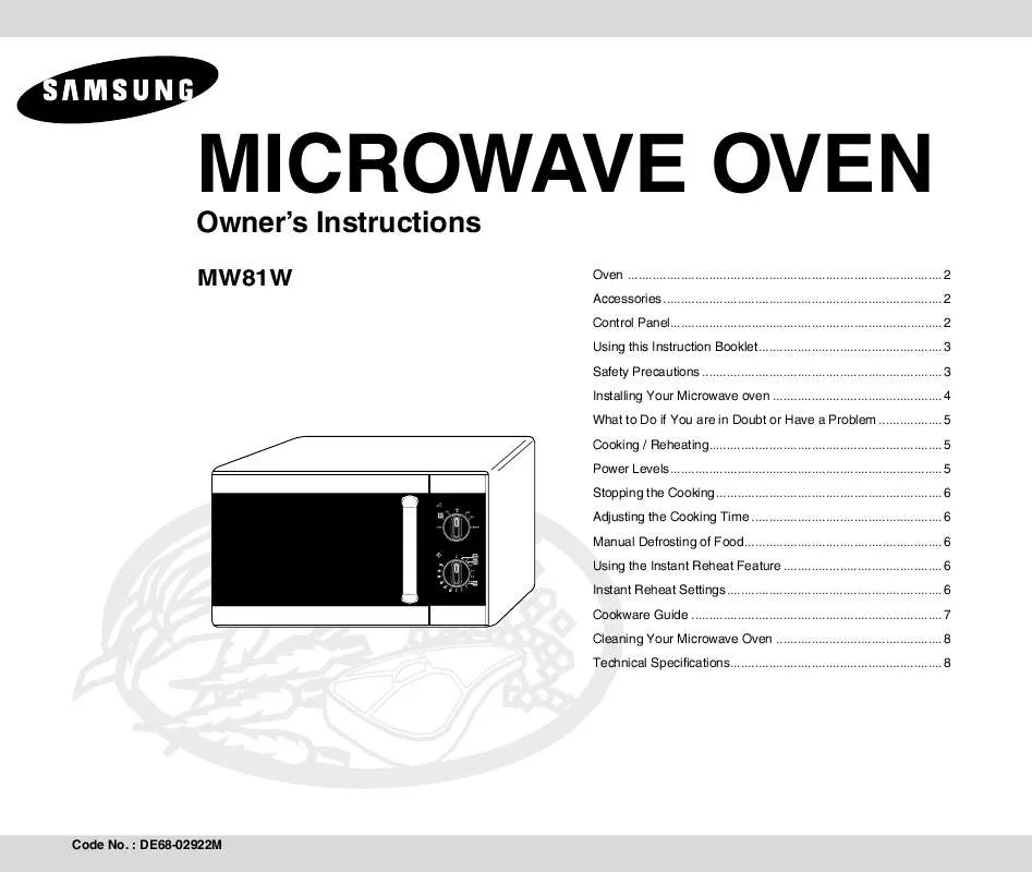 Mode d'emploi SAMSUNG MW81W