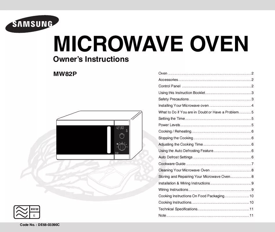 Mode d'emploi SAMSUNG MW82P-B