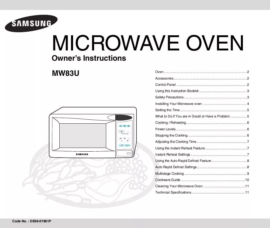 Mode d'emploi SAMSUNG MW83U