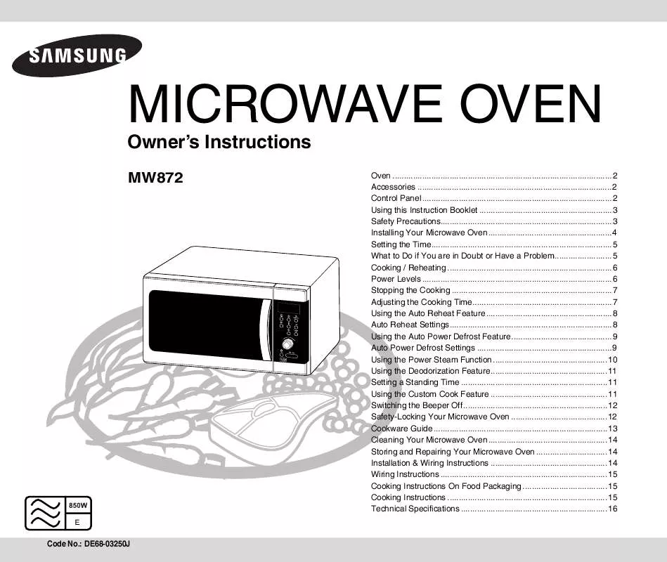 Mode d'emploi SAMSUNG MW872-B