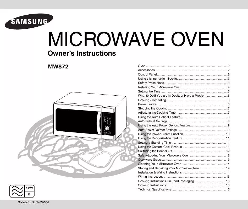 Mode d'emploi SAMSUNG MW872-W