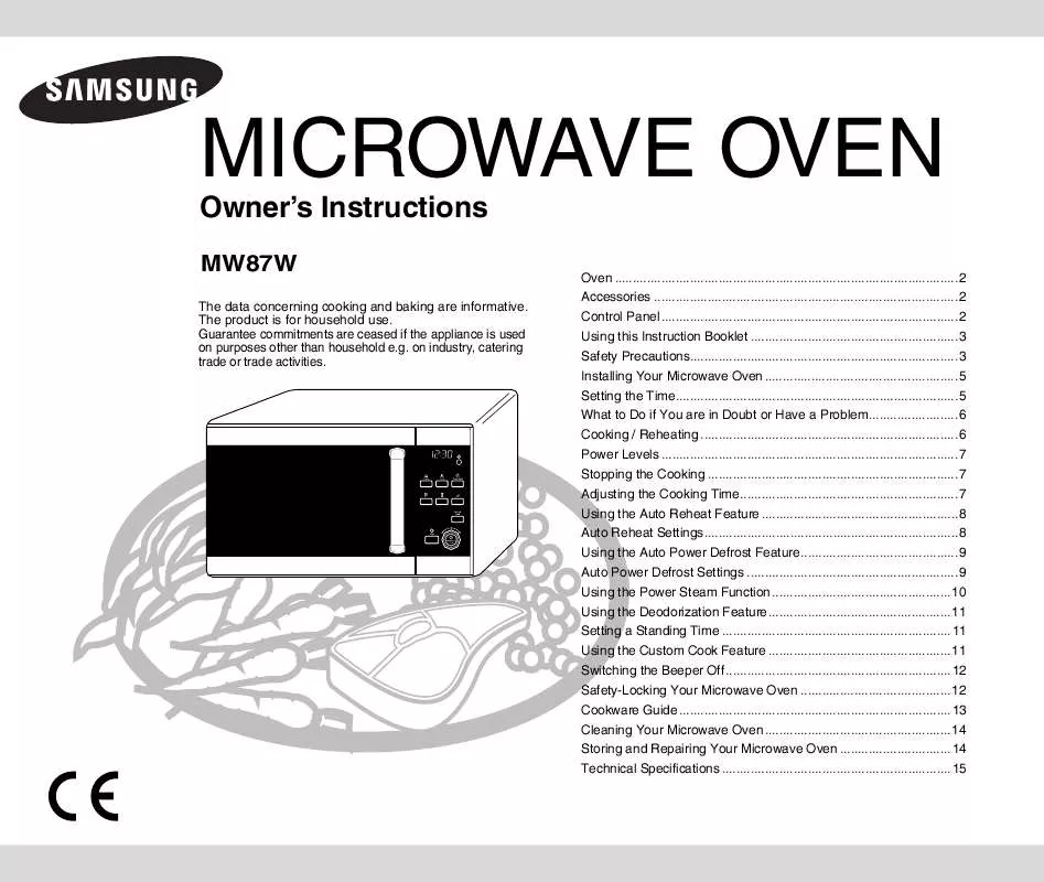 Mode d'emploi SAMSUNG MW87W