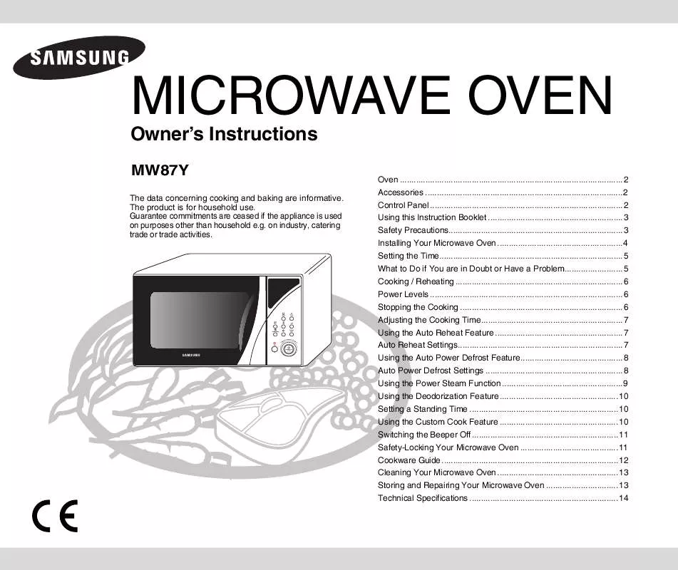 Mode d'emploi SAMSUNG MW87Y-S