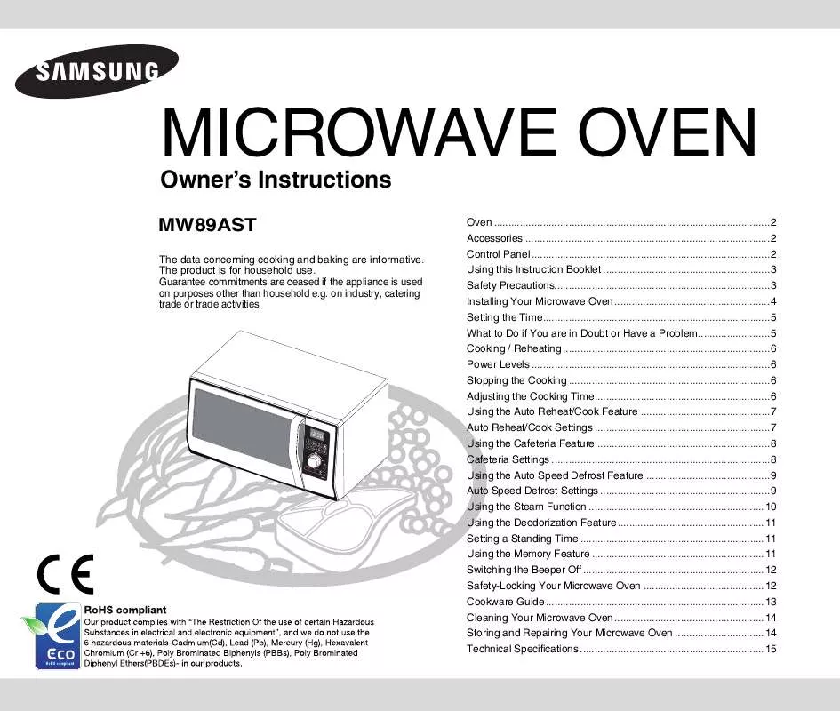 Mode d'emploi SAMSUNG MW89AST