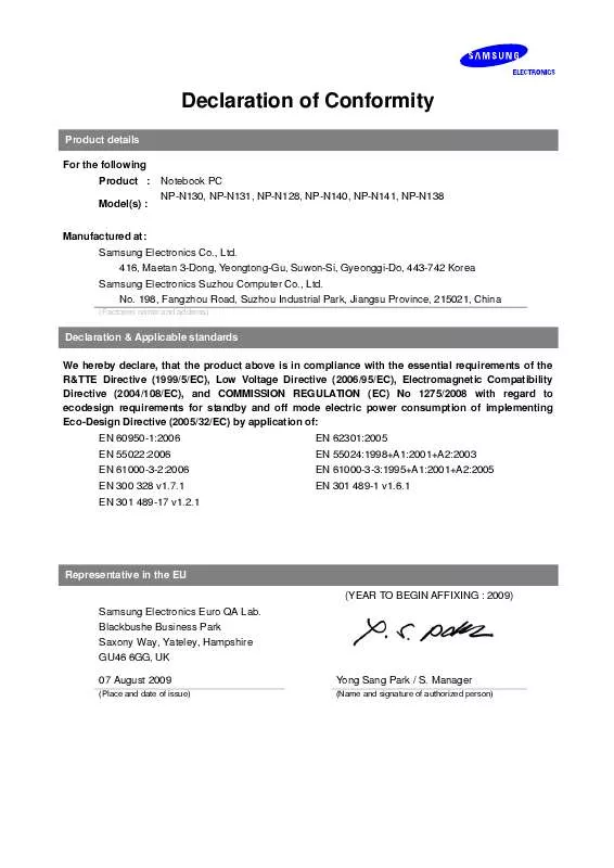 Mode d'emploi SAMSUNG N130-HBV1PT