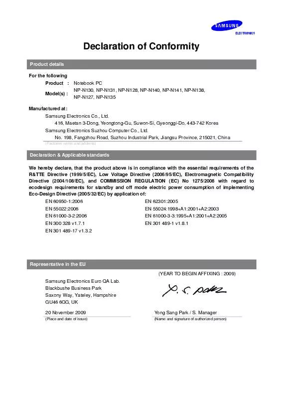 Mode d'emploi SAMSUNG N135