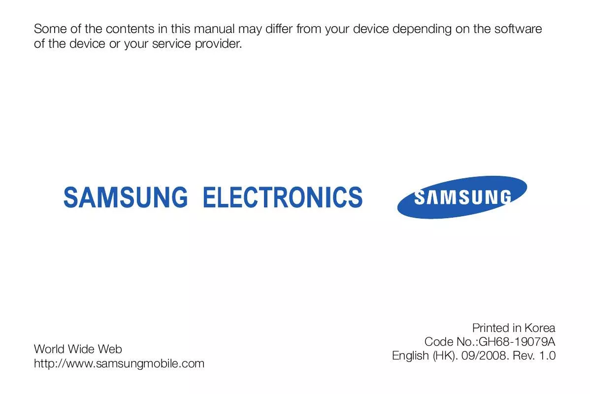 Mode d'emploi SAMSUNG OMNIA I908