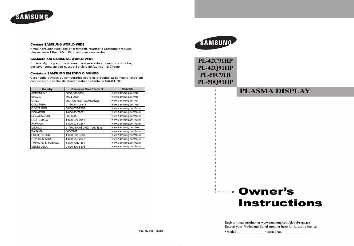 Mode d'emploi SAMSUNG PL-42C91HP