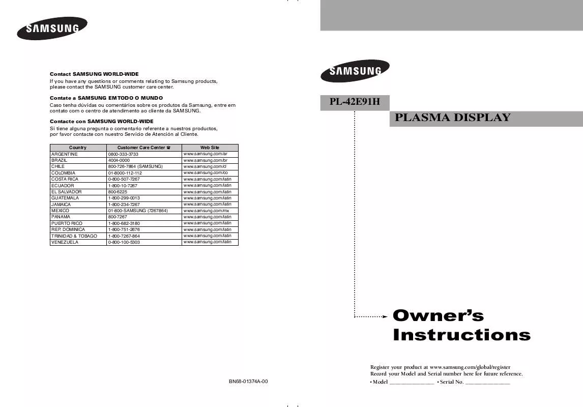 Mode d'emploi SAMSUNG PL-42E91H