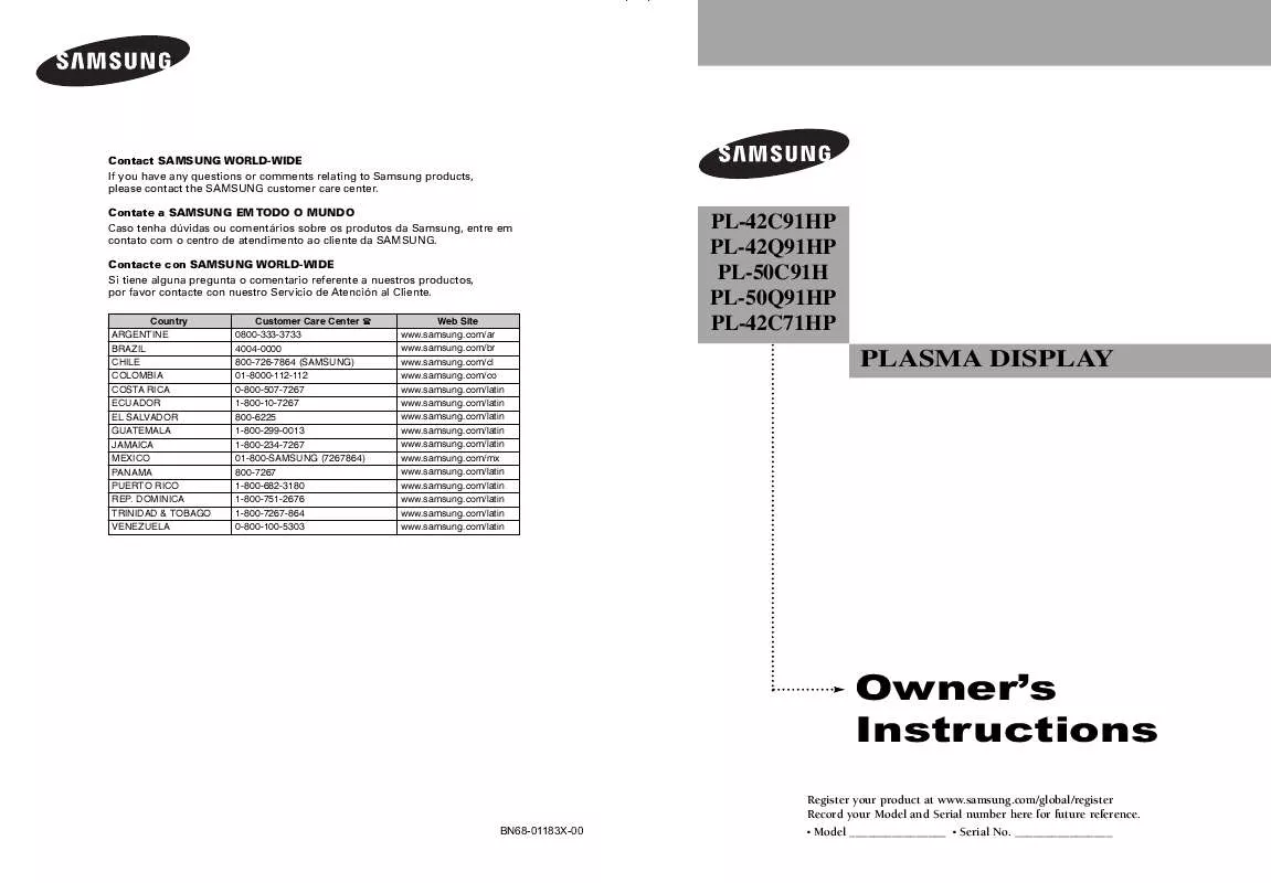 Mode d'emploi SAMSUNG PL-42Q91HP