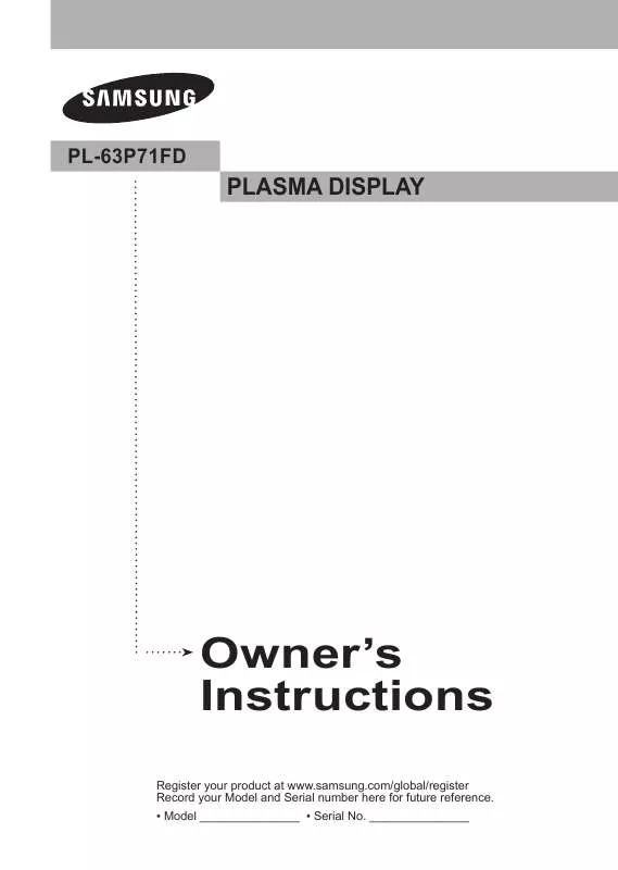 Mode d'emploi SAMSUNG PL-63P71FD