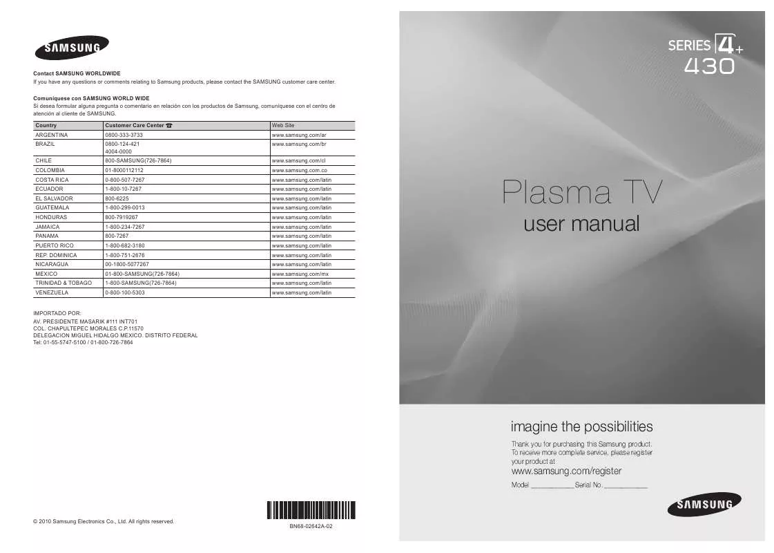 Mode d'emploi SAMSUNG PL42C430