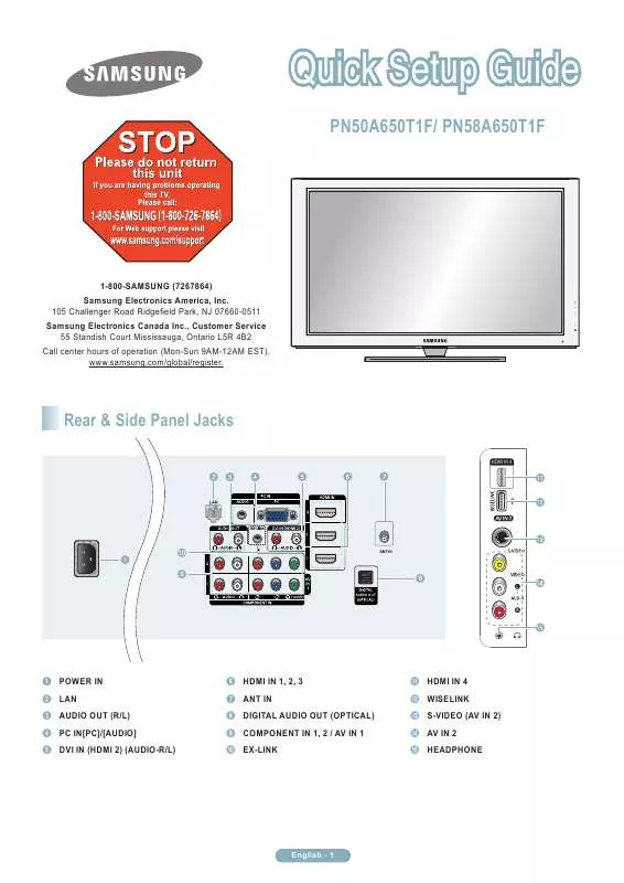 Mode d'emploi SAMSUNG PL50A650T1F