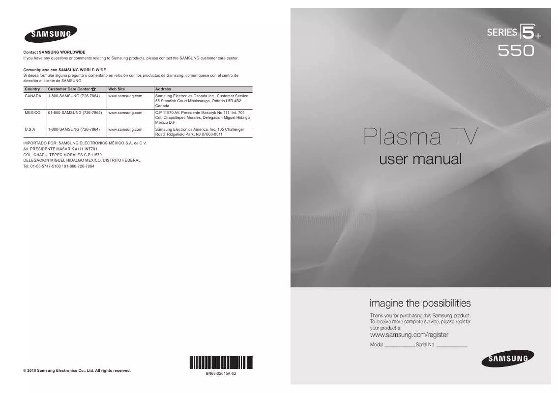 Mode d'emploi SAMSUNG PL50C550