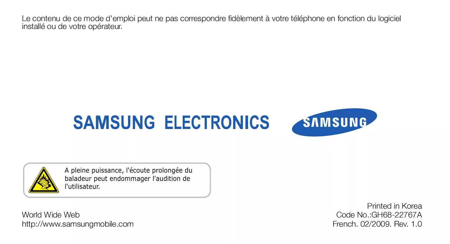 Mode d'emploi SAMSUNG PLAYER ULTRA