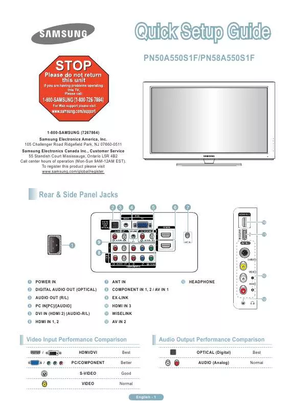 Mode d'emploi SAMSUNG PN58A550S1F