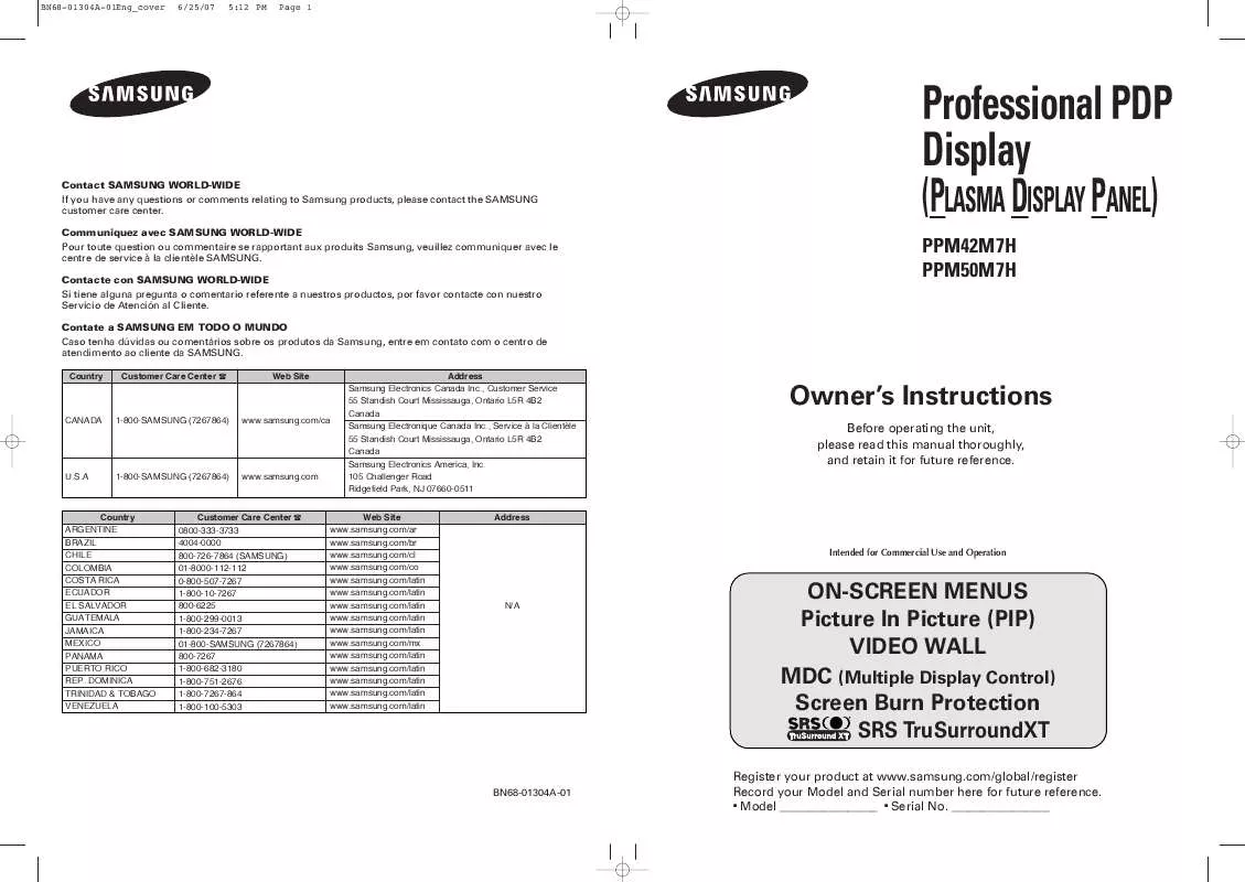 Mode d'emploi SAMSUNG PPM42M7HBP