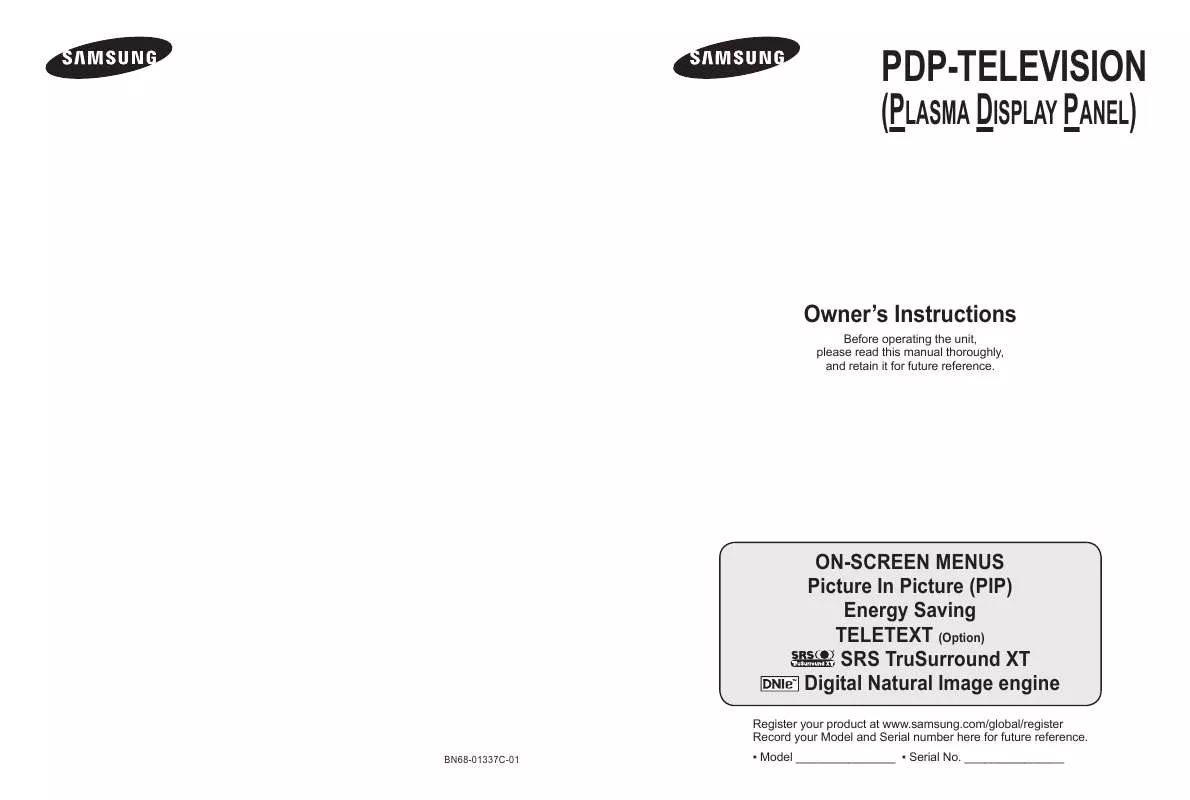 Mode d'emploi SAMSUNG PS-42C62H