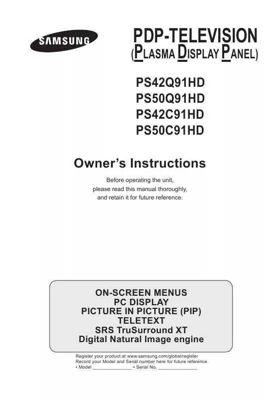 Mode d'emploi SAMSUNG PS-42C91HD