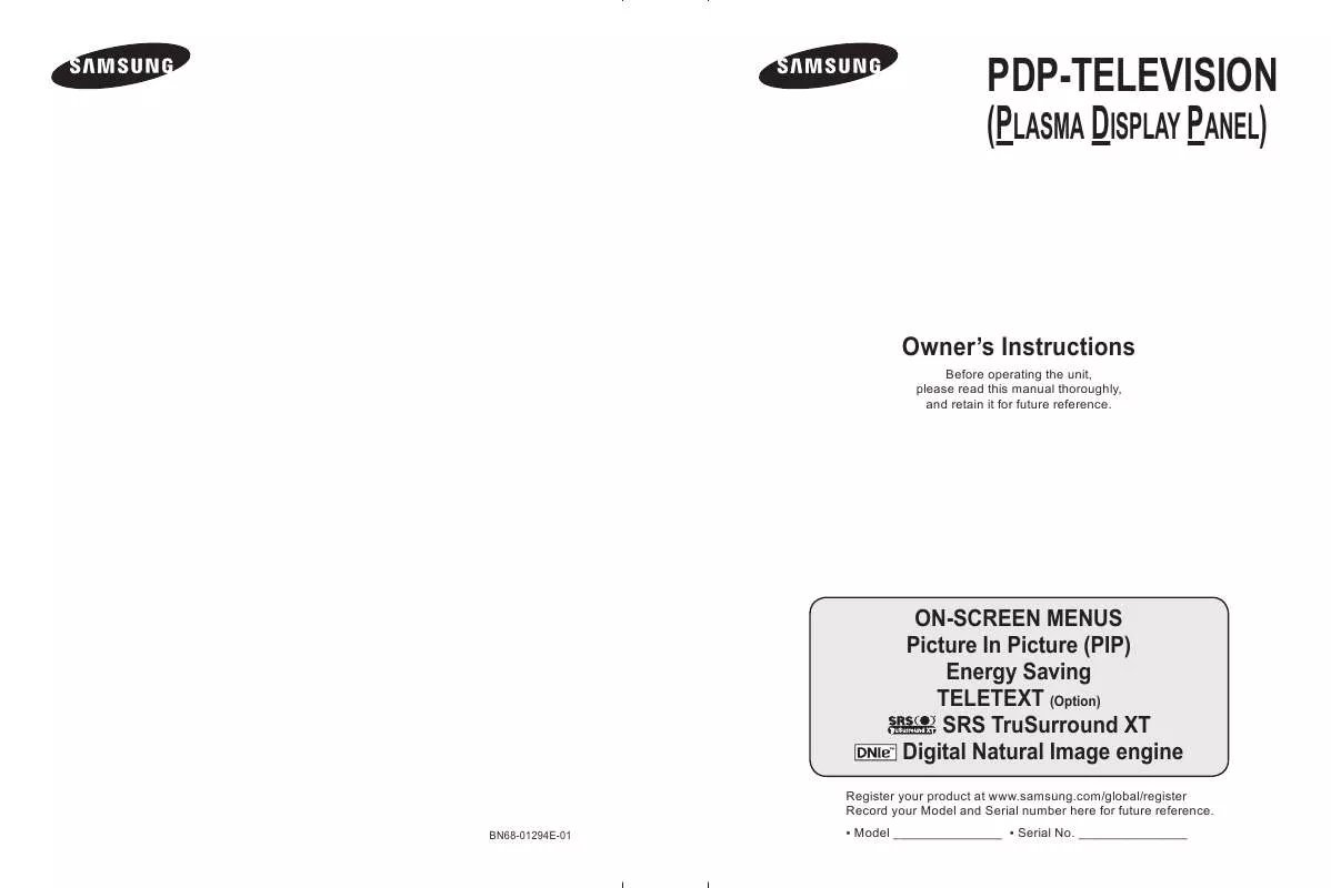 Mode d'emploi SAMSUNG PS-42E92H