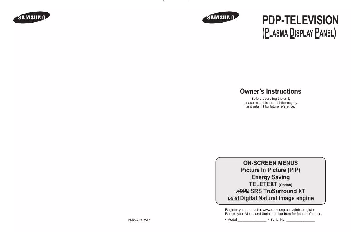 Mode d'emploi SAMSUNG PS-42Q92H