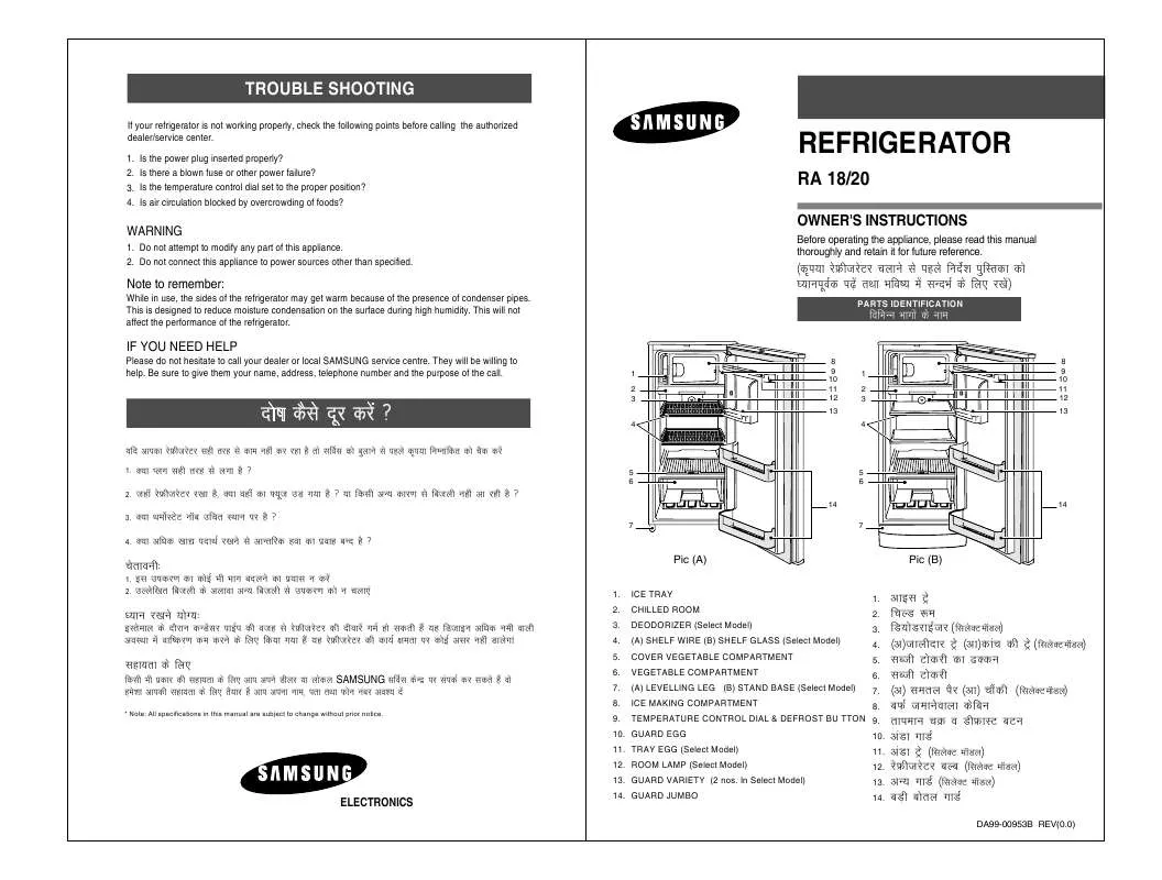 Mode d'emploi SAMSUNG RA18RVMS1-XTL