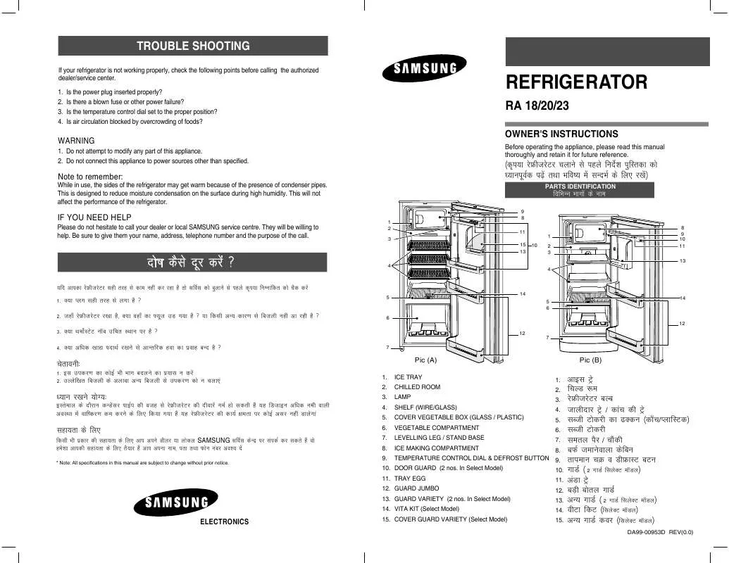 Mode d'emploi SAMSUNG RA18XHDR1-XTL