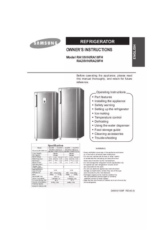 Mode d'emploi SAMSUNG RA20VHSS