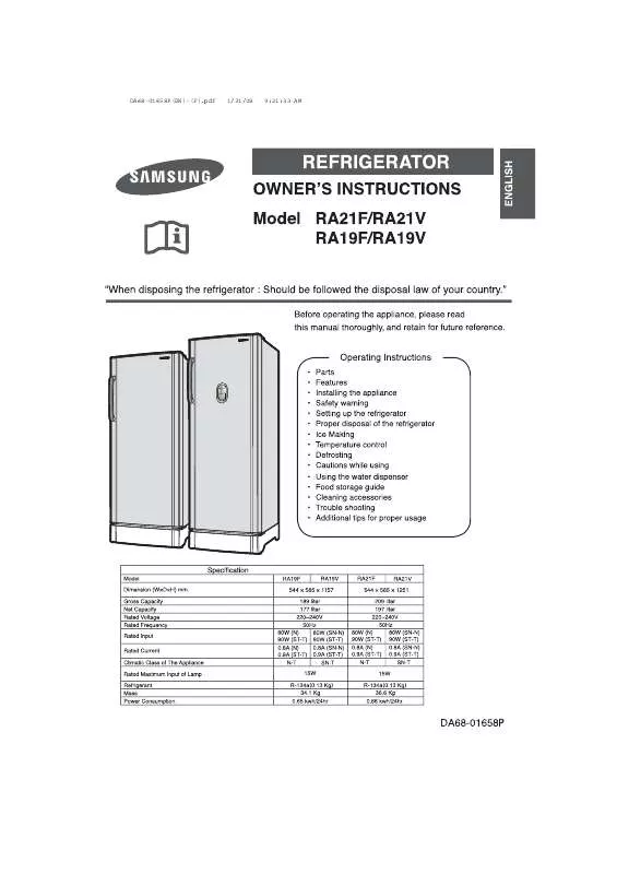 Mode d'emploi SAMSUNG RA21VASS