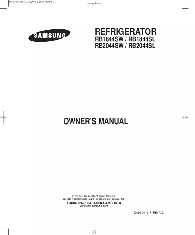 Mode d'emploi SAMSUNG RB1844SL