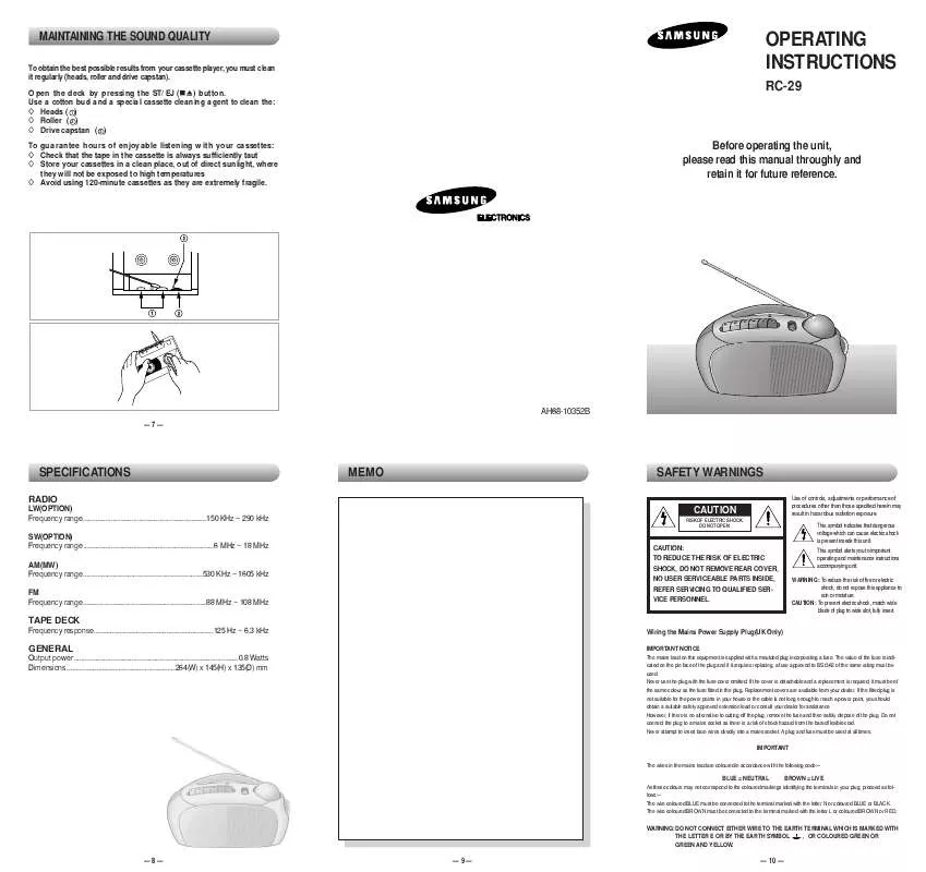 Mode d'emploi SAMSUNG RC29