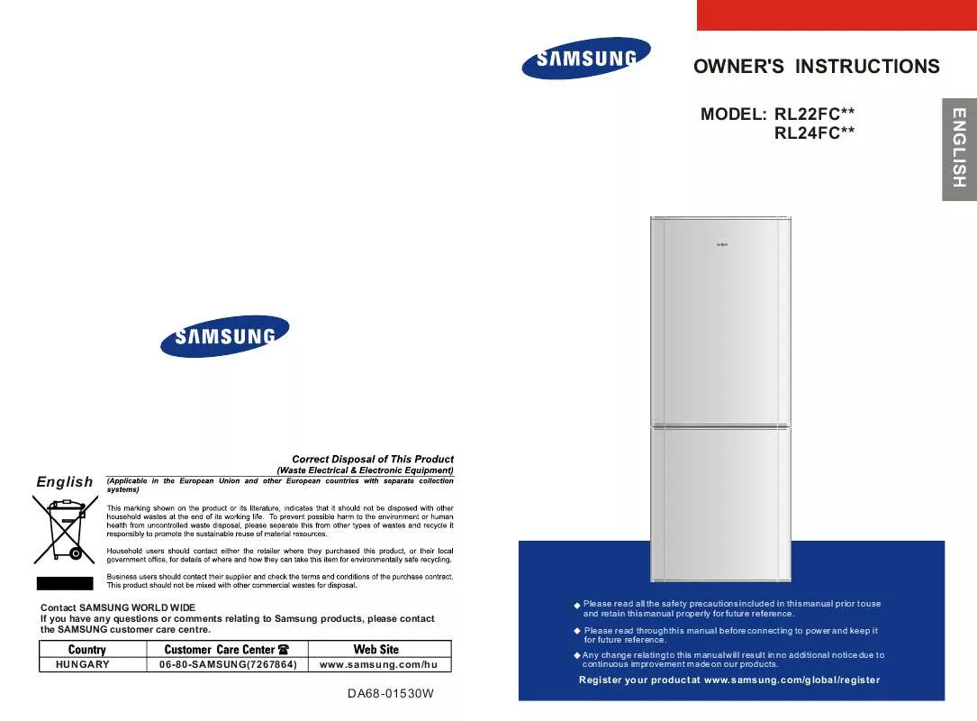 Mode d'emploi SAMSUNG RL24FCSW1/XEH