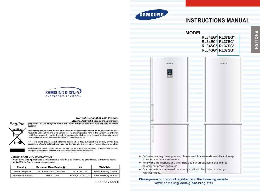 Mode d'emploi SAMSUNG RL37SGPS