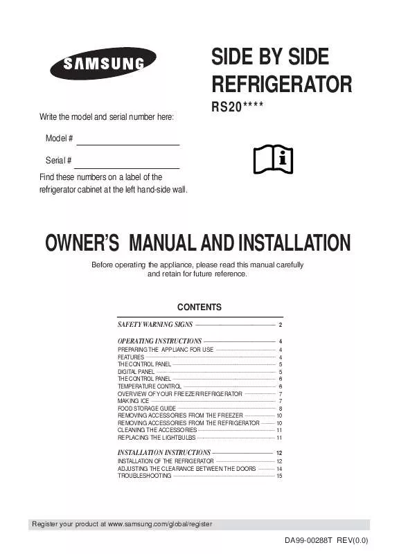 Mode d'emploi SAMSUNG RS20NCSW