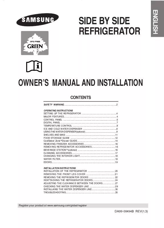 Mode d'emploi SAMSUNG RS21DAMS