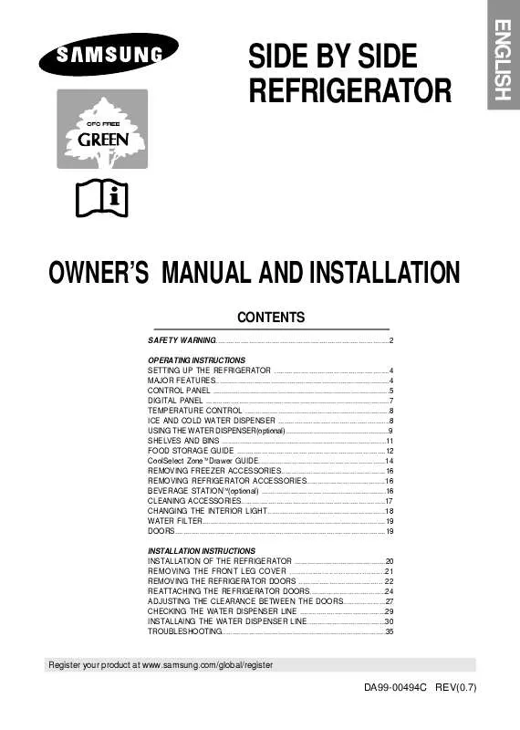 Mode d'emploi SAMSUNG RS21DXNA