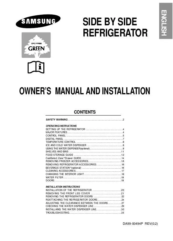 Mode d'emploi SAMSUNG RS21NLTR