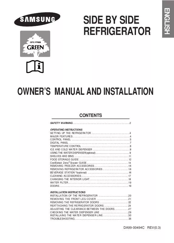 Mode d'emploi SAMSUNG RS23NAMS