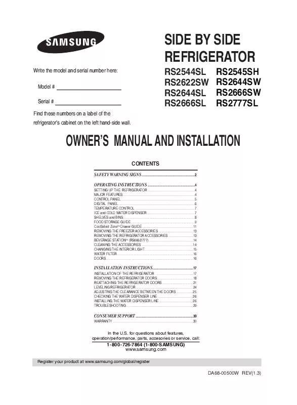 Mode d'emploi SAMSUNG RS2544SL