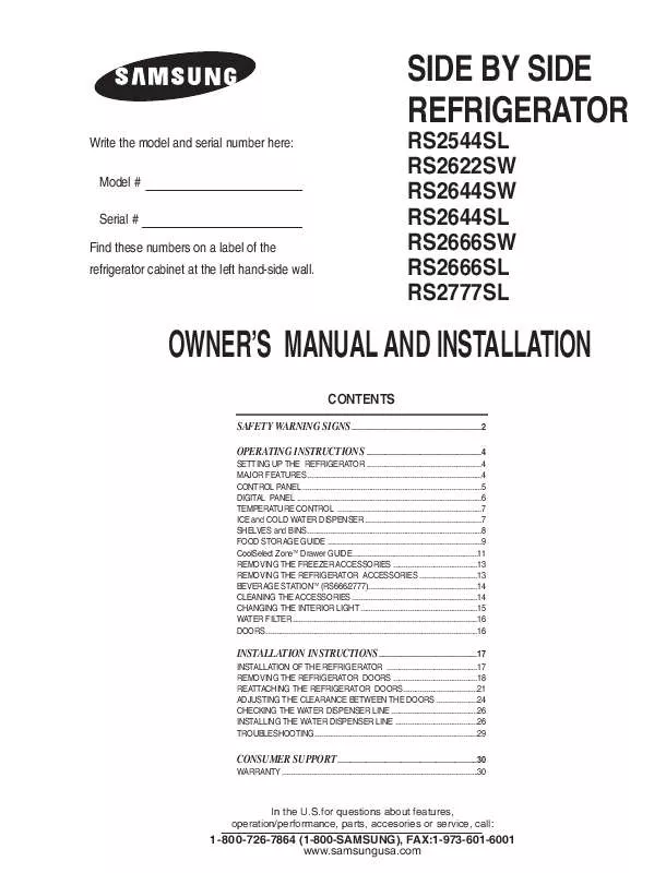 Mode d'emploi SAMSUNG RS2577SW