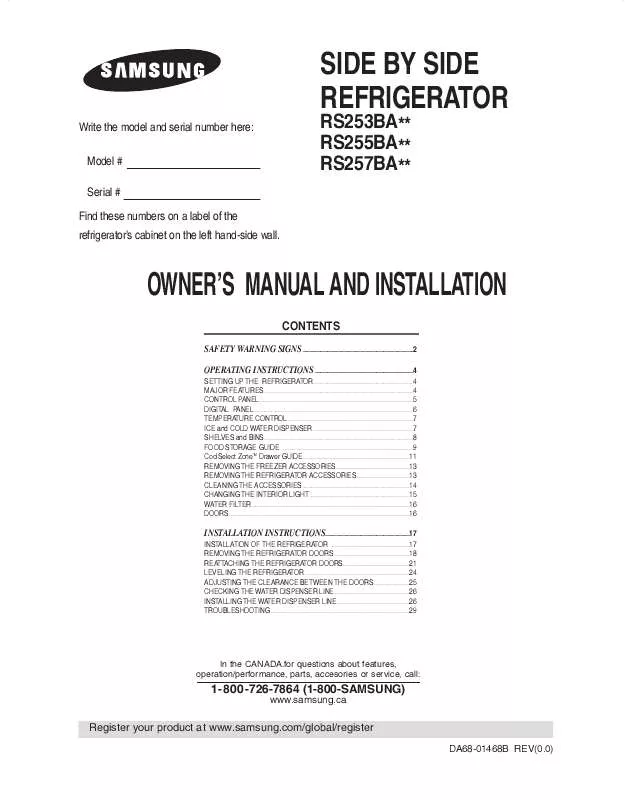 Mode d'emploi SAMSUNG RS257BARB