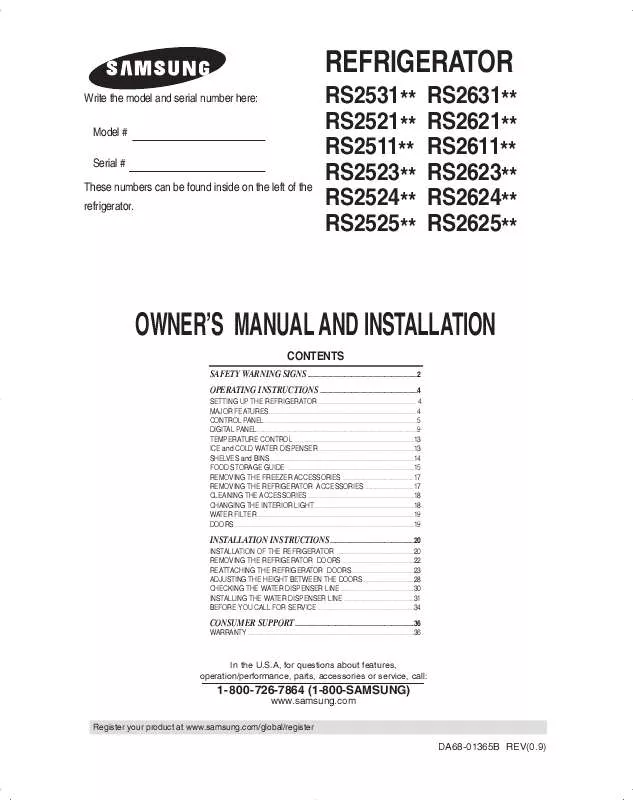 Mode d'emploi SAMSUNG RS2621SL