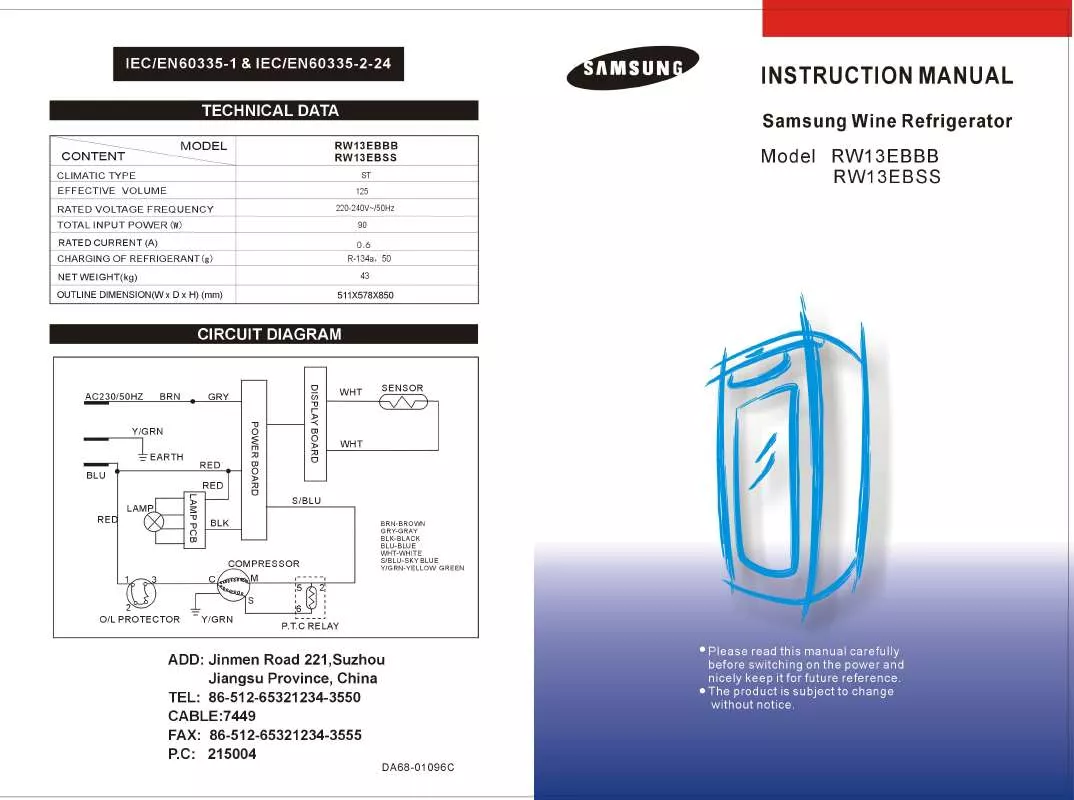 Mode d'emploi SAMSUNG RW13EBBB