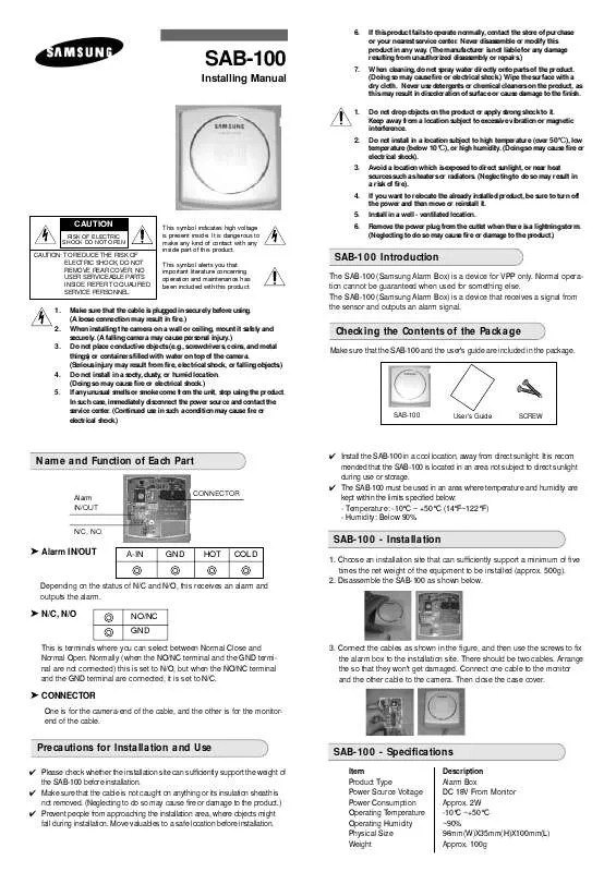 Mode d'emploi SAMSUNG SAB-100