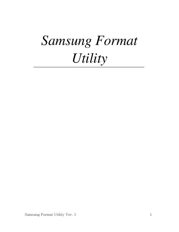 Mode d'emploi SAMSUNG SAMSUNG FORMAT UTILITY