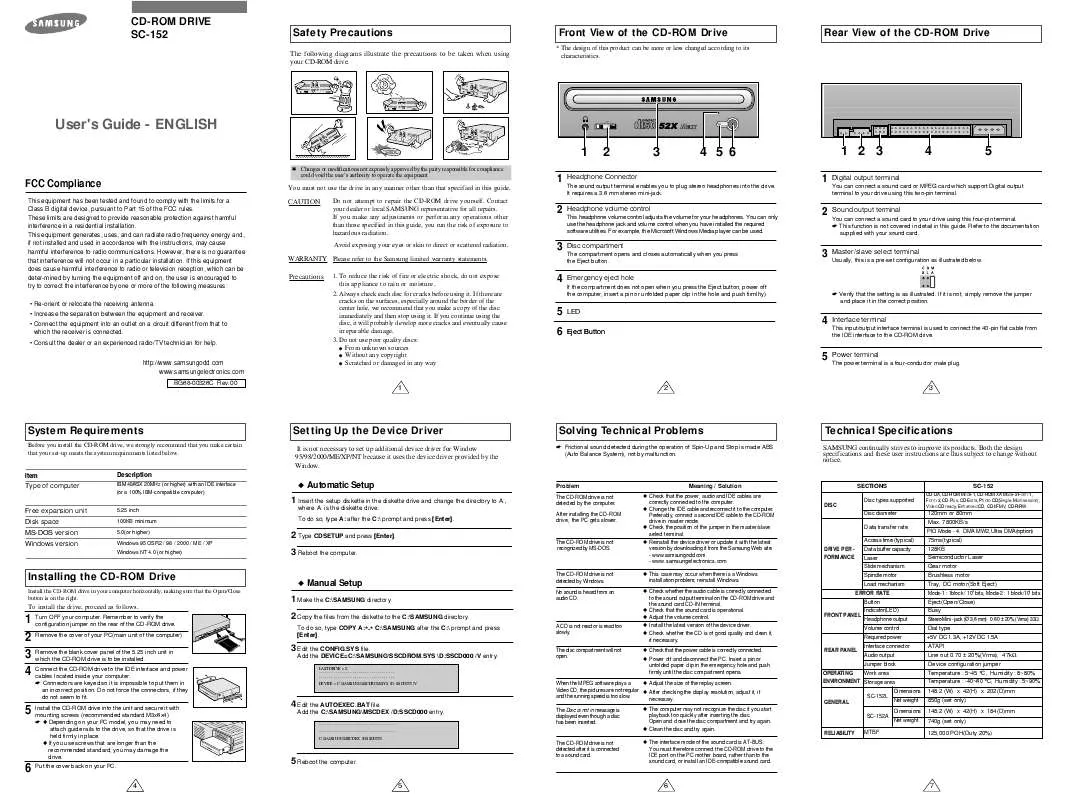 Mode d'emploi SAMSUNG SC-152A