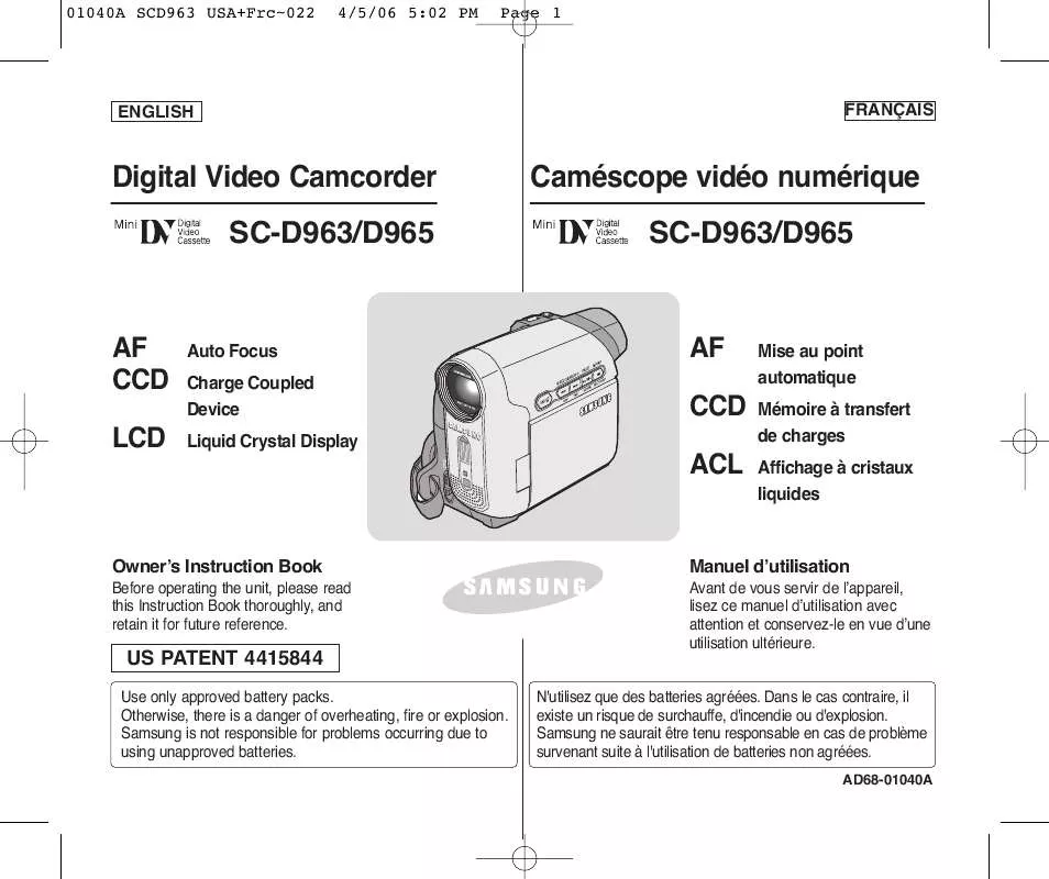 Mode d'emploi SAMSUNG SC-D965